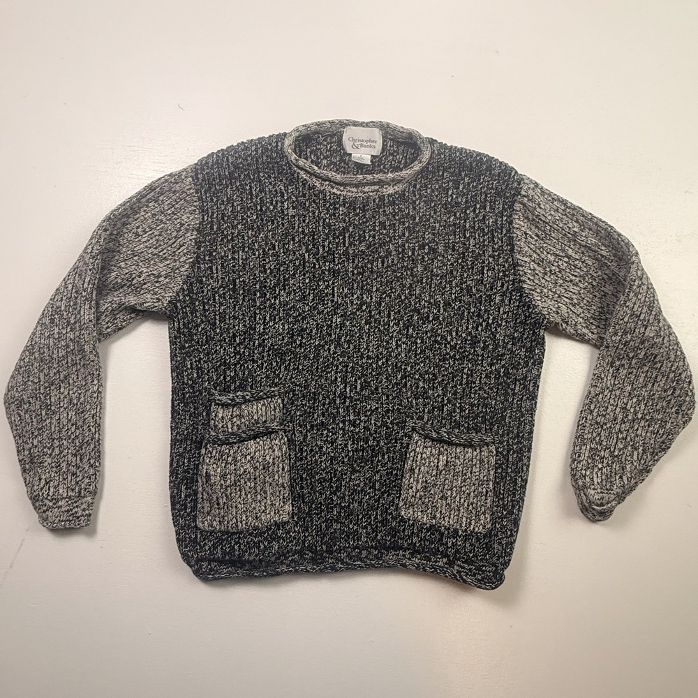 Christopher & Banks Size S Sweater Women's Pullover Long Sleeve Knit Black Gray - Picture 1 of 9
